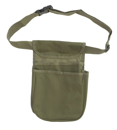 Green Fairfax cartridge pouch with multiple compartments, designed for secure storage of ammunition and accessories.
