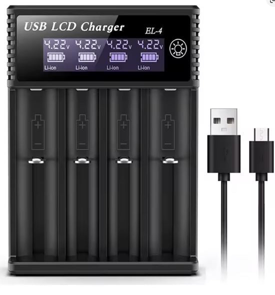 USB LCD Battery Smart Charger 18650 AA