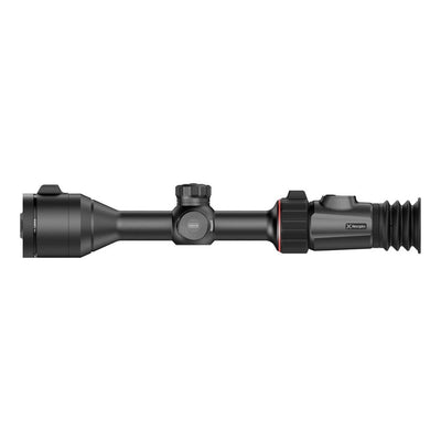 Hawke NocPix ACE L35 thermal rifle scope with 35mm lens, 12um sensor, 384x288 resolution, and ballistic calculation features.