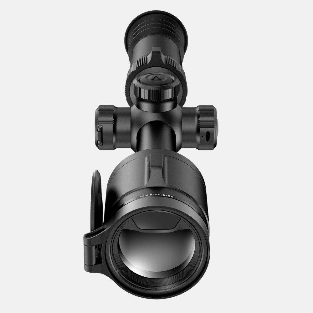 Hawke NocPix NITE D70R 4K digital rifle scope with day/night view and laser rangefinder mounted on a firearm