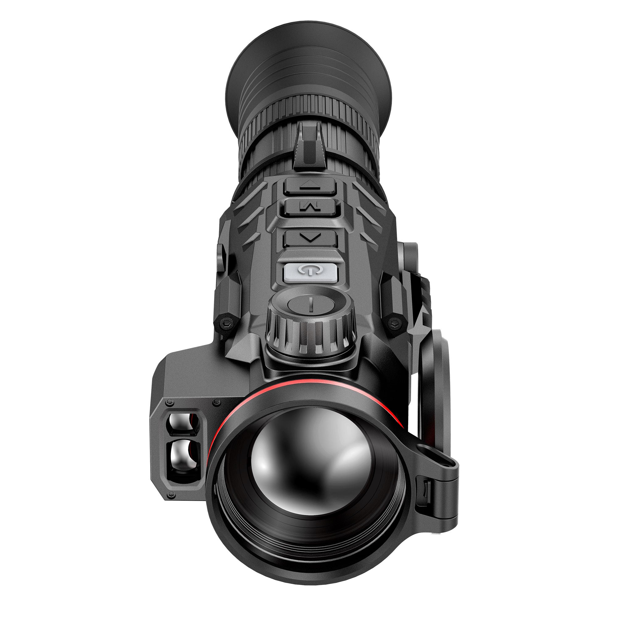 Hawke NocPix RICO2 H75R thermal rifle scope with 75mm lens, 640x512 resolution, LRF, and ballistic calculations, mounted on a rifle.