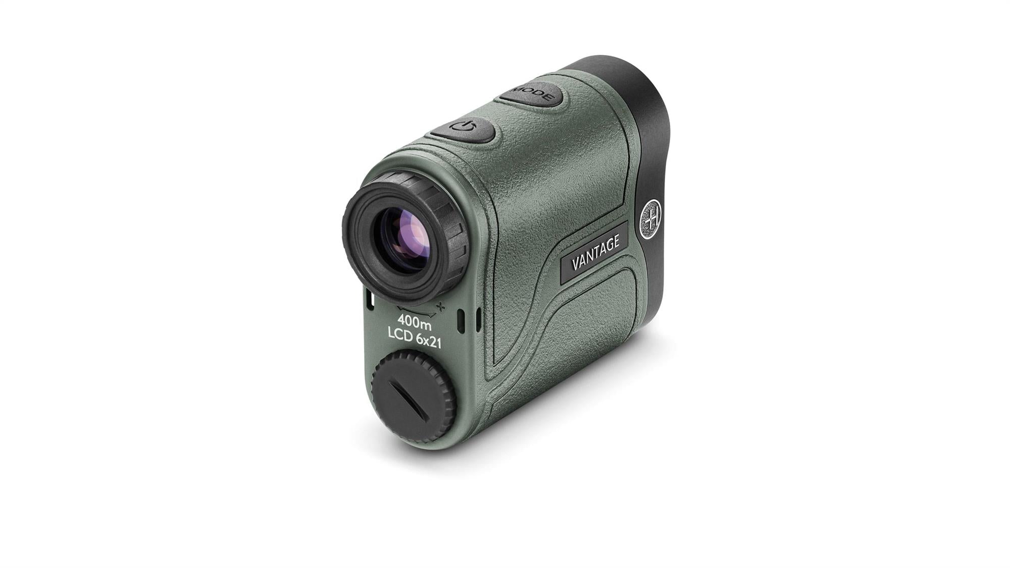 Hawke Laser Range Finder Vantage 400 for hunting and outdoor use, featuring compact design and advanced distance measuring technology.