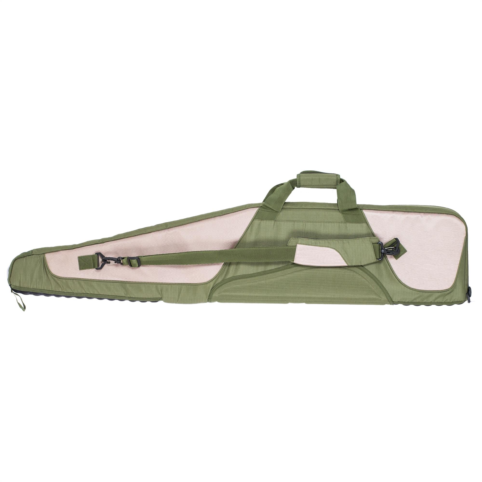 Highland Ridgeline Performance Rifle Bag in olive and tan, durable fabric with multiple compartments for firearm storage.