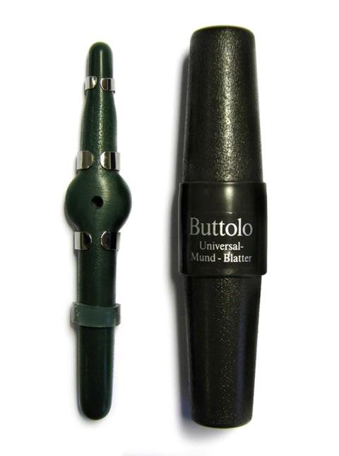 Hubertus Buttolo Mundblatter manual deer call in black, designed for hunting and wildlife calling.