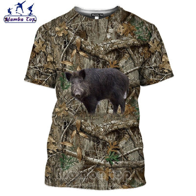 COUNTRY PRINTED CLOTHING TEE SHIRTS WILD BOAR, ROE DEER, PIGEON, WOLF, MOOSE, FOX, GOOSE, IBEX