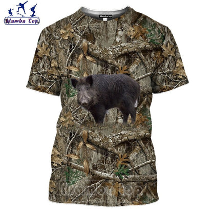 COUNTRY PRINTED CLOTHING TEE SHIRTS WILD BOAR, ROE DEER, PIGEON, WOLF, MOOSE, FOX, GOOSE, IBEX