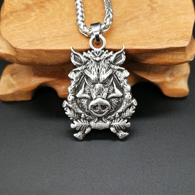 WILD BOAR PENDANT AND CHAIN