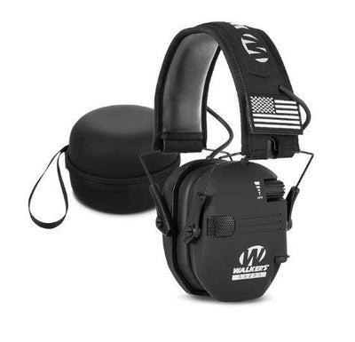 WALKERS RAZOR EAR PROTECTION BLACK SAFETY ELECTRONIC EAR DEFENDERS - FREE CASE