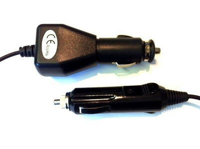 MONICA 12V car battery charger with auto switch-off feature, visible with charging cables and digital display on the device.