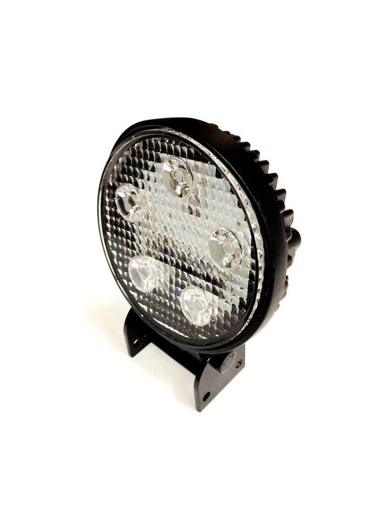 High-powered Monica CREE round work light, 15W, with durable design and bright LED illumination for worksite use.
