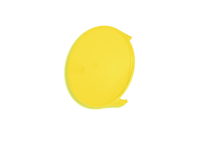 Yellow clip-on filters by MONICA, 175mm, designed for camera lenses to enhance lighting and color effects.