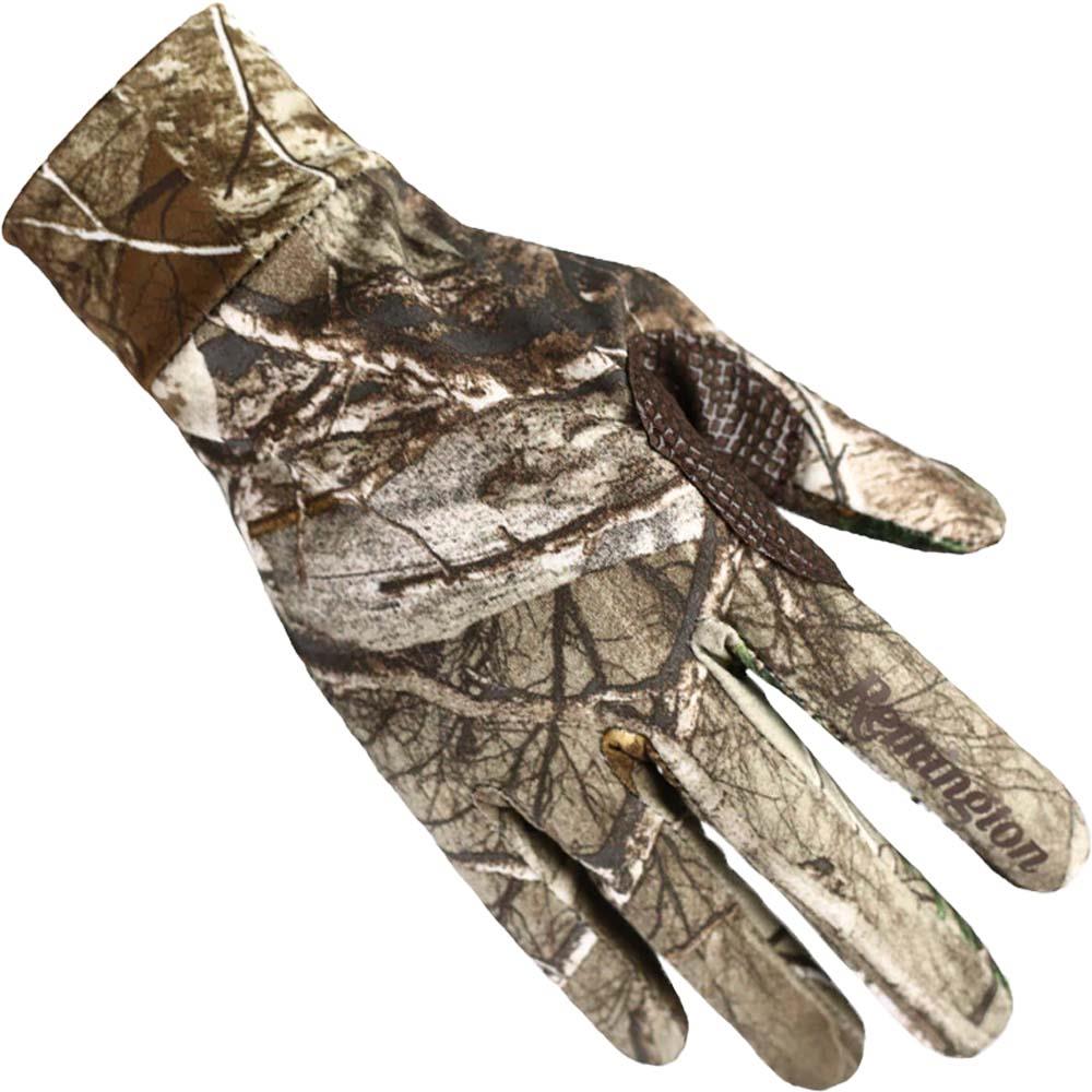 Monica Realtree camo shooting gloves with reinforced palms and adjustable wrist straps for outdoor hunting and shooting activities.