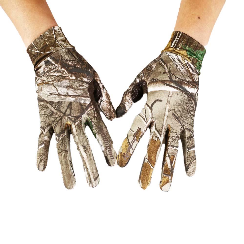 Monica Realtree camo shooting gloves with padded palms and adjustable wrist straps for outdoor hunting and shooting activities.