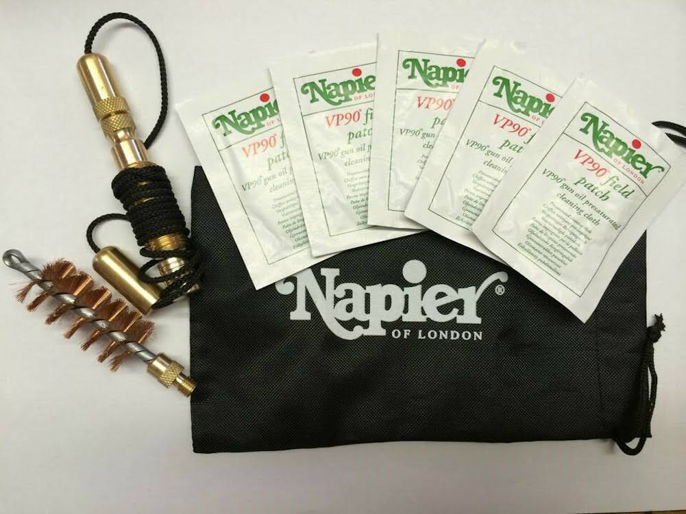 Napier Pull Through Kit with 20g and 12g sizes, featuring tools and accessories for effective fishing line management.