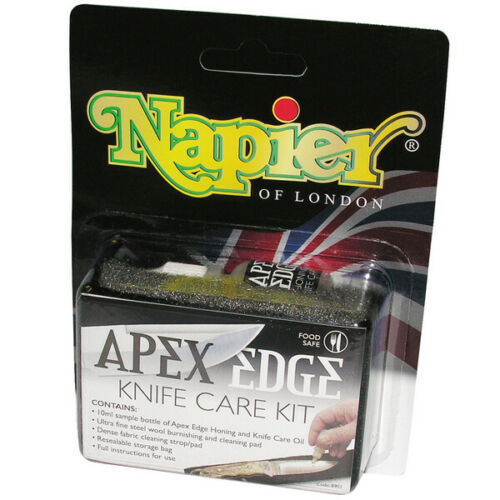 Napier Apex Edge knife care kit with sharpening tools and accessories for maintaining kitchen knives.