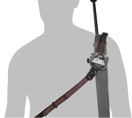 NAPIER Apex Sidewinder universal rifle sling adapter mounted on a rifle for secure, adjustable firearm carrying.