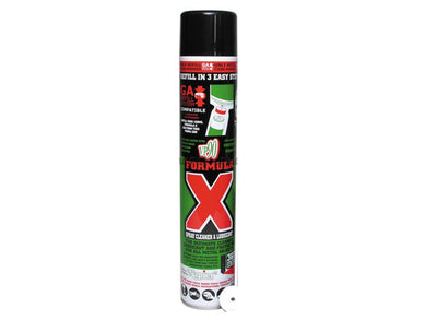 Napier Formula X gun cleaner 125ml bottle with spray nozzle for firearm cleaning and maintenance.