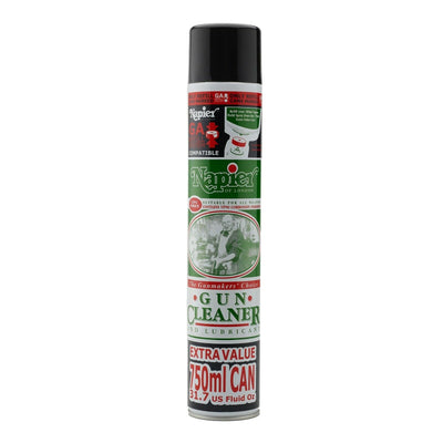 NAPIER Gun Cleaner 750ml spray bottle for firearm cleaning, with a clear trigger sprayer and label on a plain background.