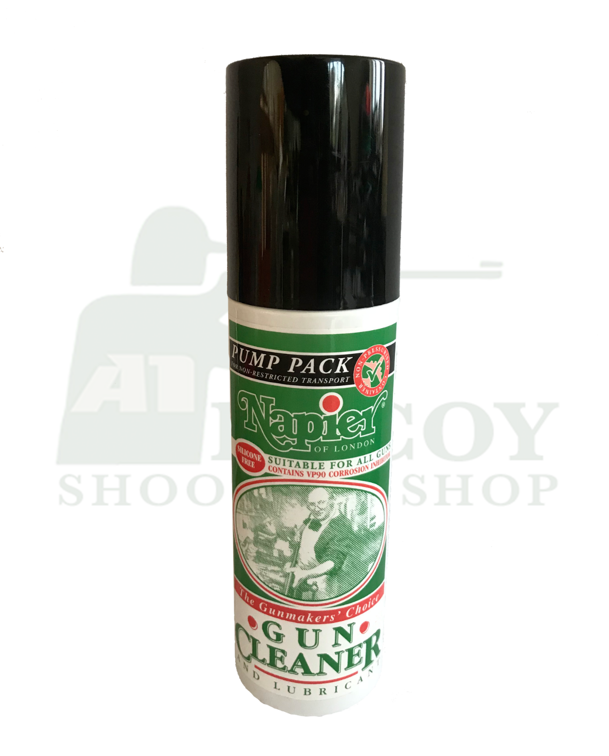 Napier gun cleaner and lubricant spray for shotguns and rifles, 175ml bottle with nozzle for easy application.