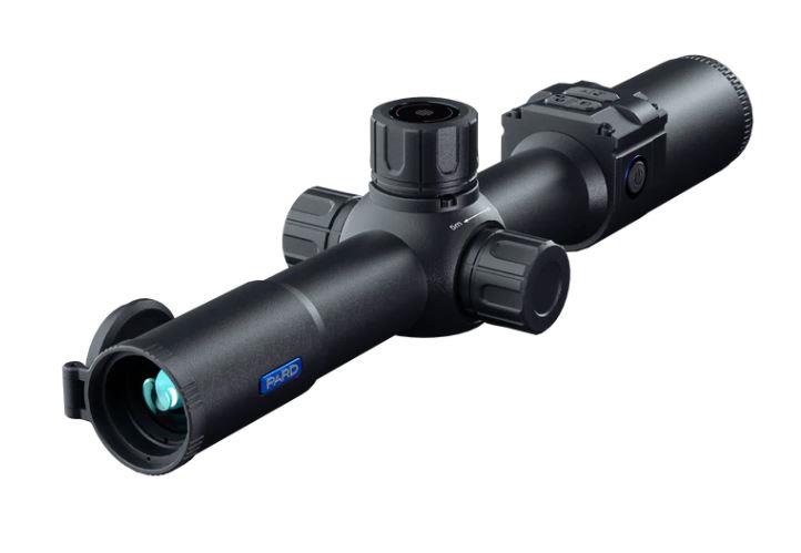 PARD Night Stalker Mini 35mm night vision scope mounted on a rifle for low-light outdoor hunting and surveillance.