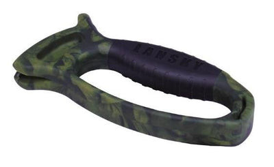 Red Lansky Deluxe Quick Edge knife sharpener from PJS BearArm, featuring a compact design for easy sharpening.