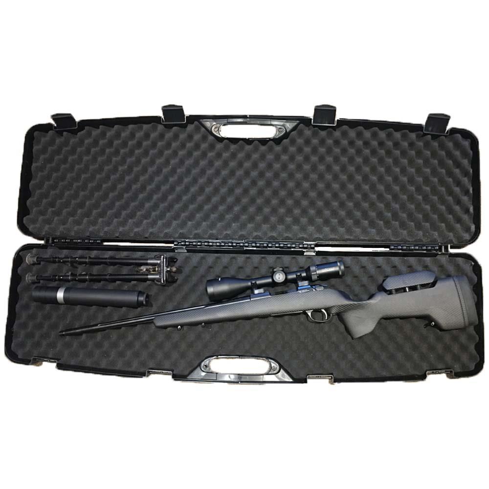 Range single rifle hard case with egg foam lining, durable protective case for secure firearm storage and transport.