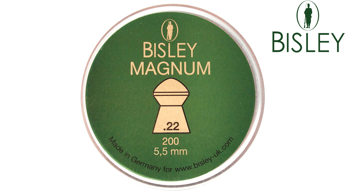 Rothery Bisley Pellets .22 Magnum, small metal pellets for air rifles, shown in packaging with close-up of pellets.