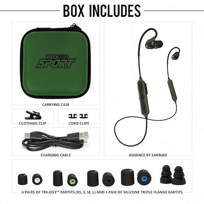ROTHERY Advance Tactical Hearing Protection by ISOTunes Sport, black ear muffs with adjustable headband and noise-canceling features