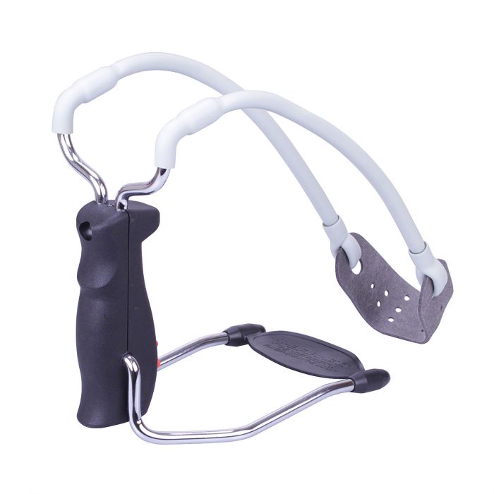 Black Widow slingshot by Rothery with a sturdy frame and ergonomic grip, designed for precision shooting.
