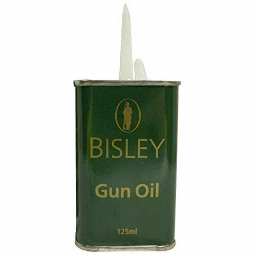 Bisley Gun Oil by A1 DECOY LTD in a 125ml bottle, featuring a clear liquid gun bore cleaner with a nozzle for easy application.