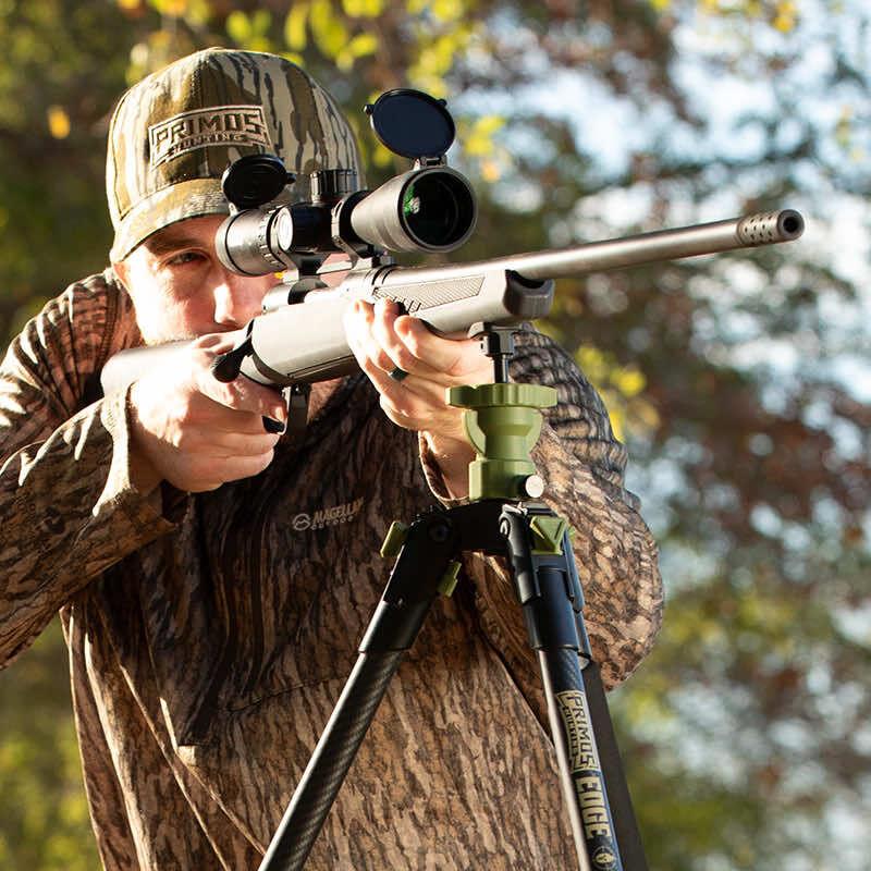 ROTHERY Edge Carbon Fiber Tripod Shooting Stick by Primos, lightweight and sturdy for stable shooting support in outdoor environments.
