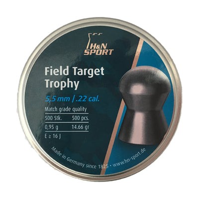 Rothery H&N Field Target Trophy .22 air rifle pellet with packaging, designed for accurate target shooting and training.