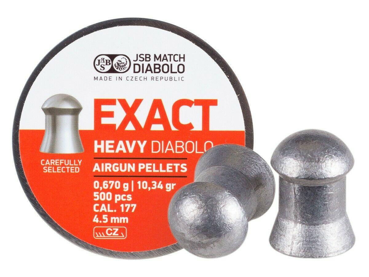 Rothery JSB Exact Heavy .177 caliber pellets in a full tin for air rifles, featuring 500 pellets with detailed packaging.