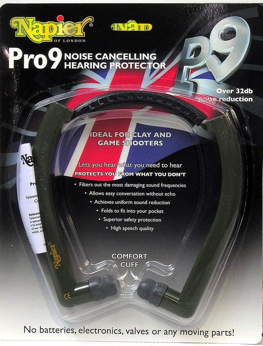 ROTHERY Napier Pro 9 hearing protector in green with cushioned ear cups and adjustable headband for noise reduction.