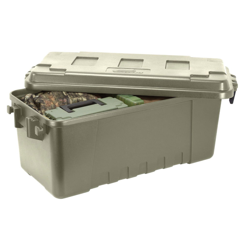 Large Rothery Plano Heavy Duty Trunk with reinforced corners and sturdy handles, ideal for durable storage and transport.
