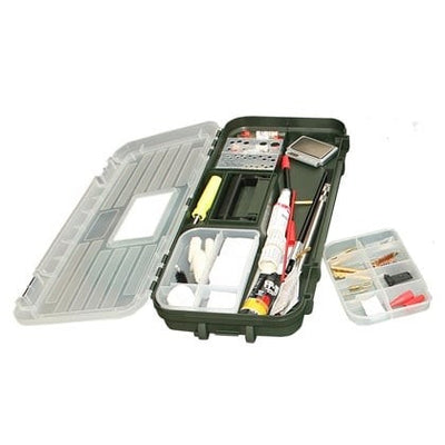 ROTHERY MTM Shooters Range Box with rifle rests, bipods, and tripods for firearm stability and shooting accuracy.