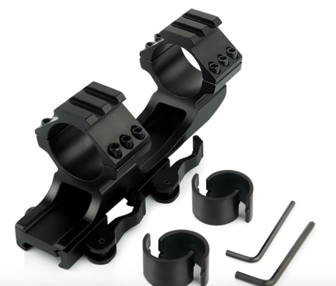 Shenzhen Home Security ALPEX Scope quick release mount attached to a firearm for secure, easy scope attachment and quick removal.