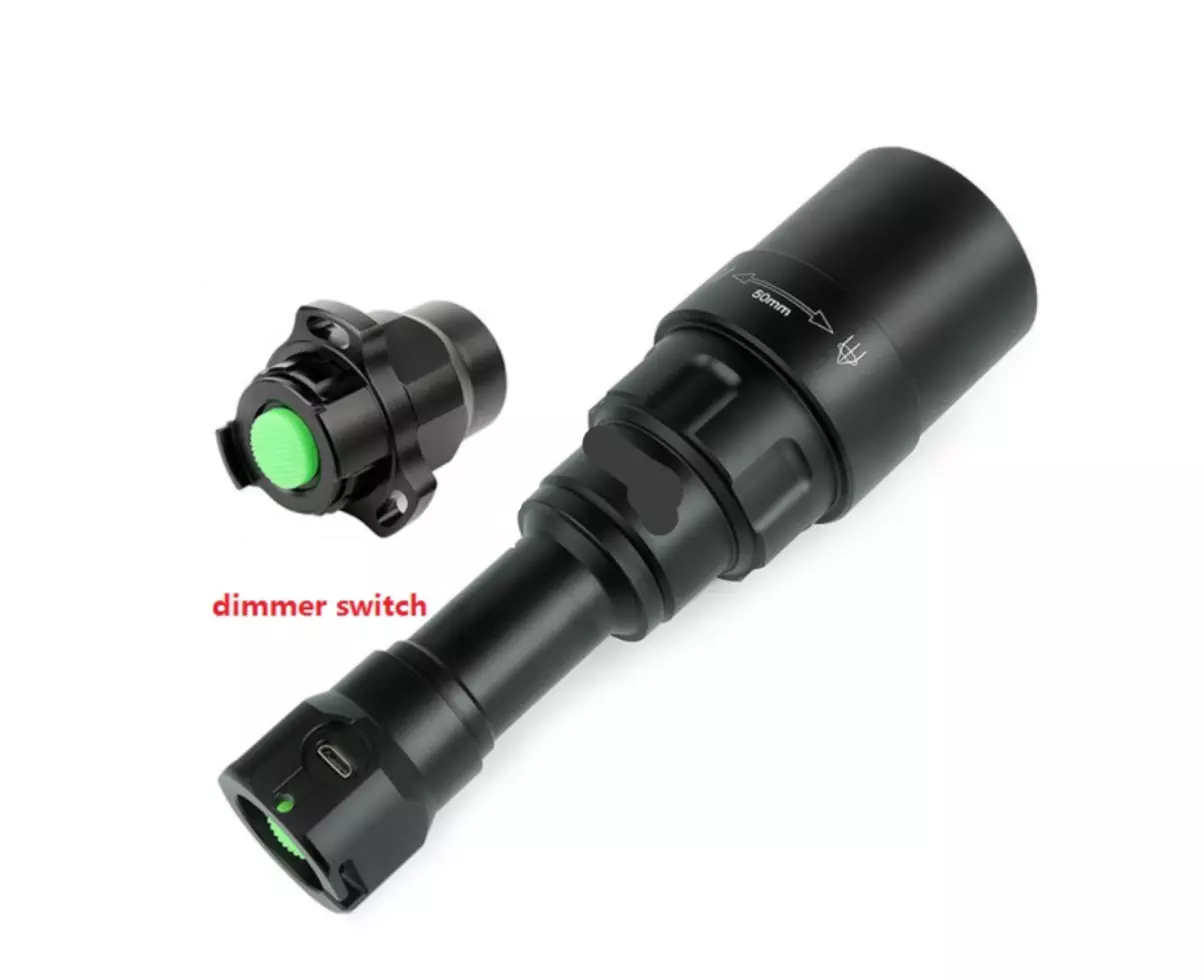 NightSniper Infrared Hell Cat Torch 810nm by SHENZHEN HOME SECURITY with battery, charger, and dimmer switch, designed for night vision.