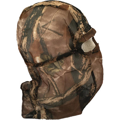 Brown camo face veil by Simon, lightweight and breathable fabric, designed for face coverage with a stylish camouflage pattern.