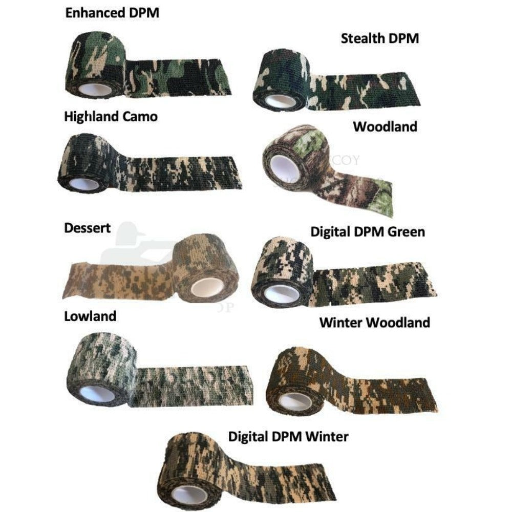 Reusable non-stick camo tape by Simon, featuring a camouflage pattern and flexible design for versatile application.
