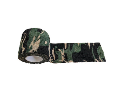 Reusable non-stick camo tape by Simon featuring a camouflage pattern, ideal for bundling and securing objects.