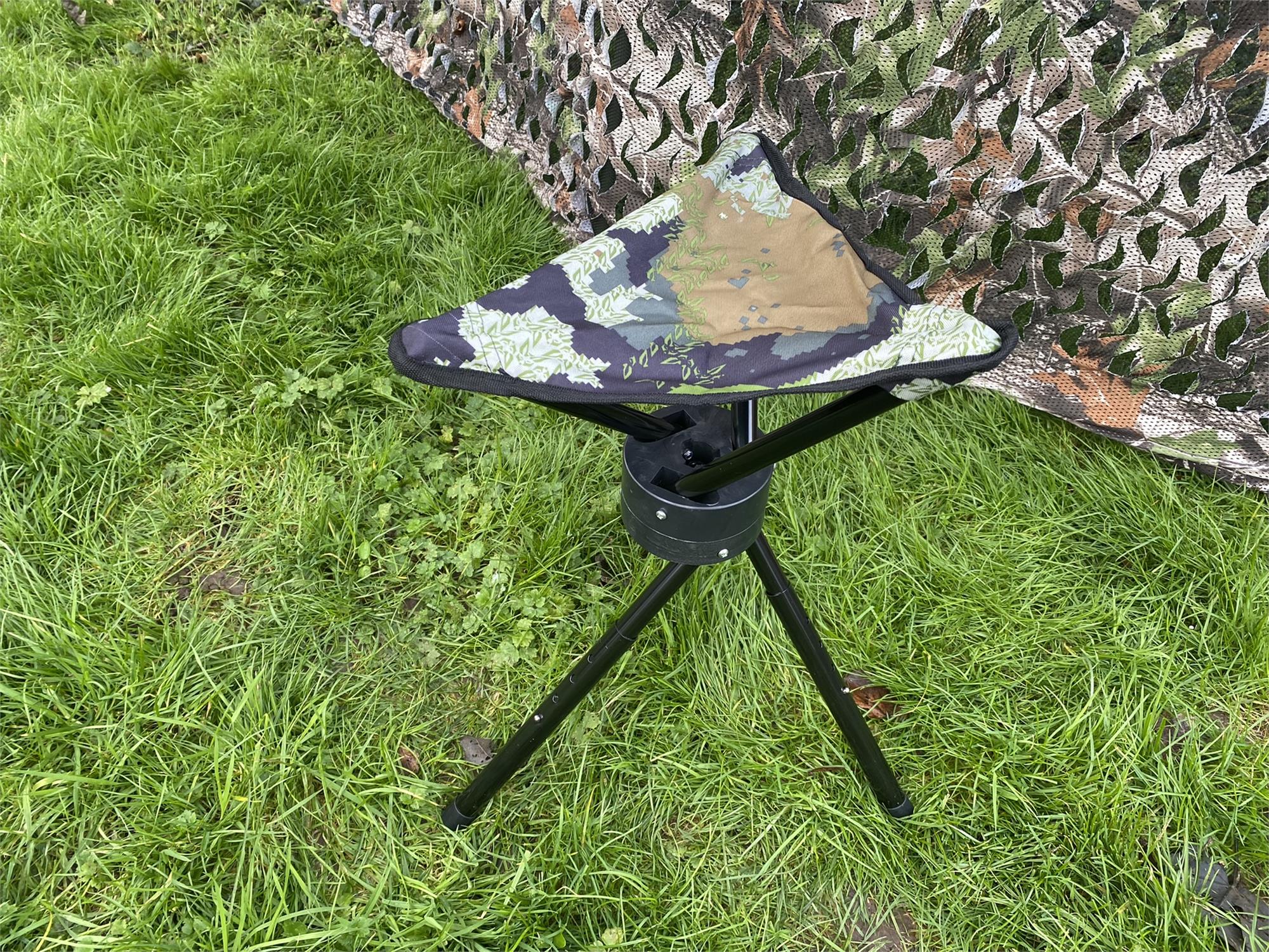 Children's compact camo swivel hunting seat by Simon, a lightweight shooting seat with camouflage pattern for outdoor use.