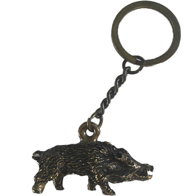 SPJAGD boar figurine key chain with detailed carved design, made of durable material, perfect for attaching to keys or bags.