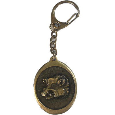 Metal boar keychain from SPJAGD with detailed boar design and sturdy metal construction, perfect for keys or as a decorative accessory.
