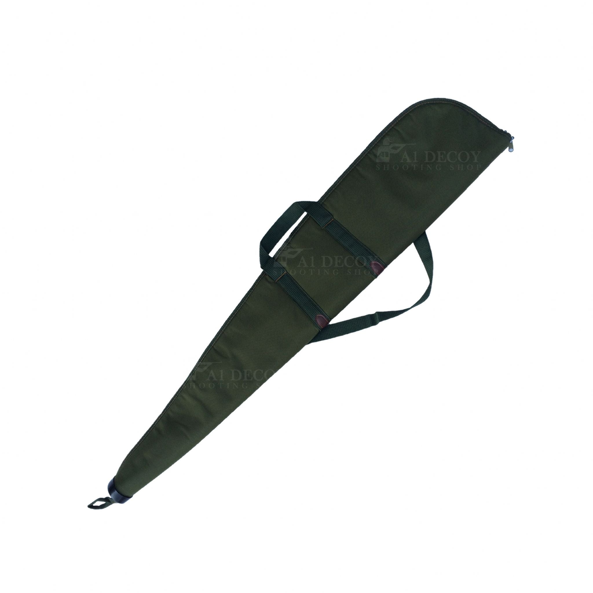 Black AKAH rifle slip by Sportsman with padded interior for firearm protection, shown with rifle inside.