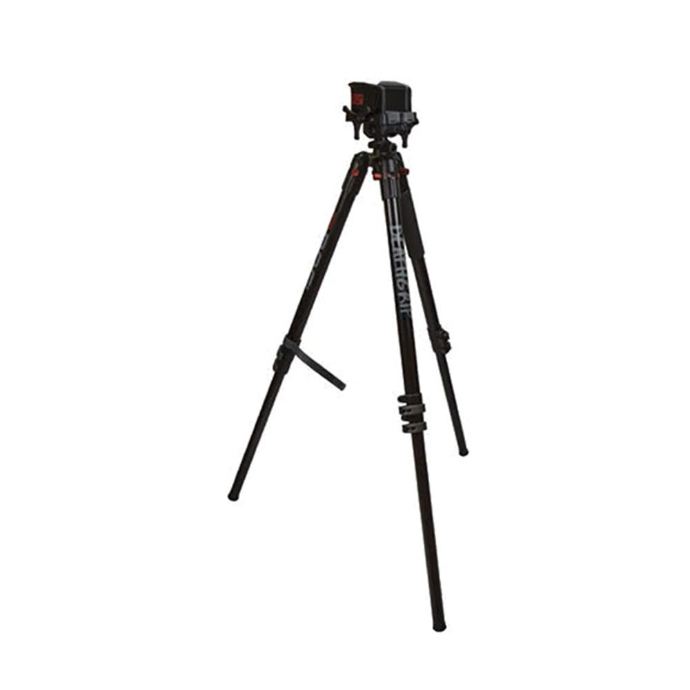 SPORTSMAN Bog Death Grip clamping aluminium tripod shooting stick with adjustable legs and grip for stability in outdoor shooting.