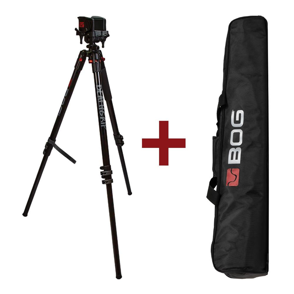 SPORTSMAN Bog Death Grip clamping aluminium tripod shooting stick with carry bag, compact outdoor hunting and shooting accessory