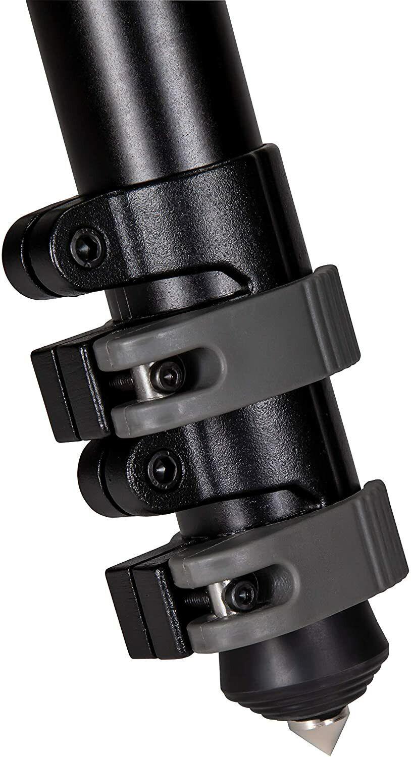 Sportsman BOG Death Grip Clamping Carbon Tripod Shooting Stick set up for stable shooting with adjustable clamp and lightweight design.