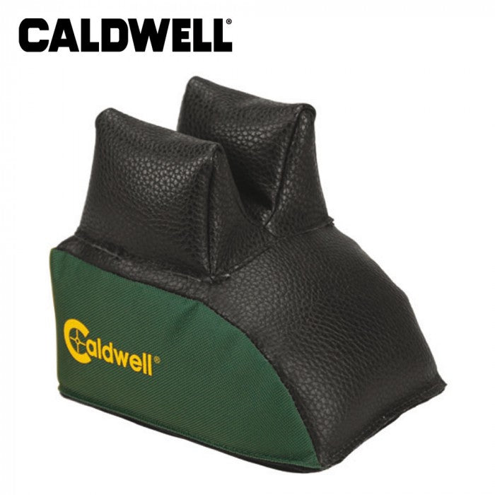 Filled Caldwell medium high rear bag by Sportsman, designed for firearm stability and support in shooting sports.