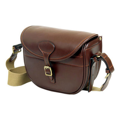 Sportsman Guardian Canterbury cartridge bag holding 100 shotgun cartridges, durable black bag with adjustable strap.
